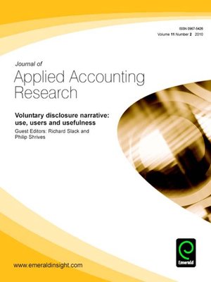 cover image of Journal of Applied Accounting Research, Volume 11, Issue 2